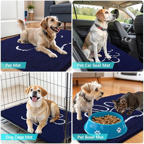 Dog Door Mat for Muddy Paws 47x17 (Navy Blue / 47" X 17")