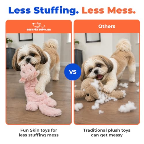 2-in-1 Stuffless Squeaky Dog Toy - Pig, Medium (Pig / Medium)