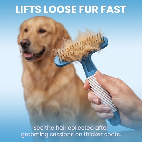 Poodle Pet Dog Grooming Rake (Blue / Shedding Comb)