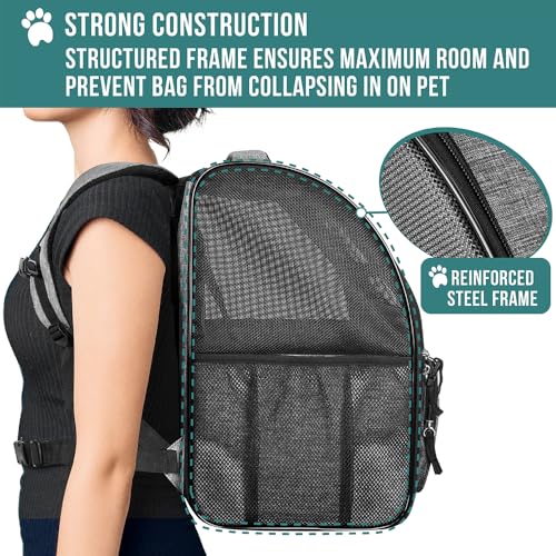 Dog Backpack Carrier Airline Approved Cat Pet Puppy Bag (Heather Gray)