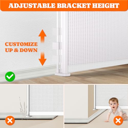 Retractable Baby Gates Extra Wide (White / 41" Tall x 200" Wide)