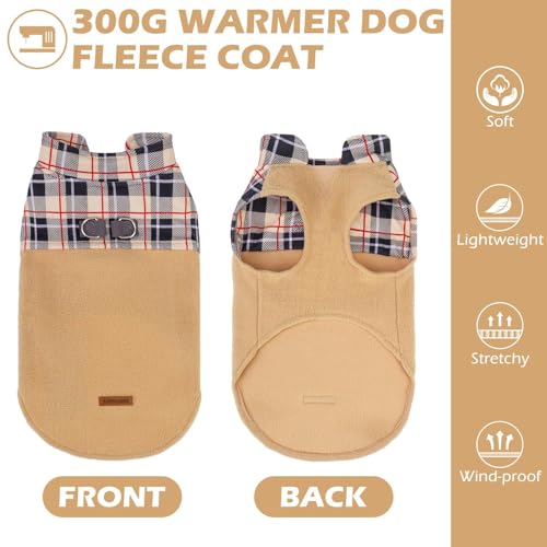 Fleece Dog Sweater for Small Medium Dogs (Beige / Small)