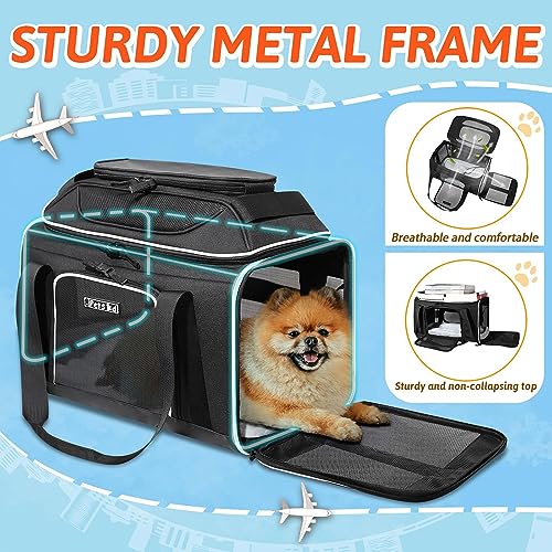 Top Expandable Small Pet Carrier 18"x11"x11" Airline Approved (18.0"L x 11.0"W x 11.0"H / Black)