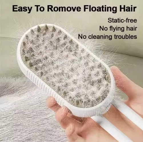 3-in-1 Cat Grooming Brush – Water Spray & Self-Cleaning Shedding Brush for Cats & Dogs – Pet Hair Removal & Massage Comb for Long & Short Hair (beige) (beige)