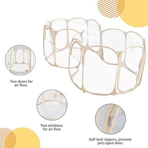 Cold Resistant Cat Playpen PVC Dog Playpen Puppy Playpen (Clear / 83.5"L x 41.4"W x 32.3"H)