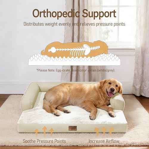 Orthopedic XL Dog Bed for Large and Extra Large Dogs (Beige / 42"L x 30"W x 7.5"Th)