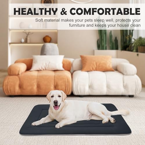 Dog Bed Soft Dog Crate Bed Pad Mat (36.0"L x 23.0"W x 1.2"Th / Dark Blue Gray)