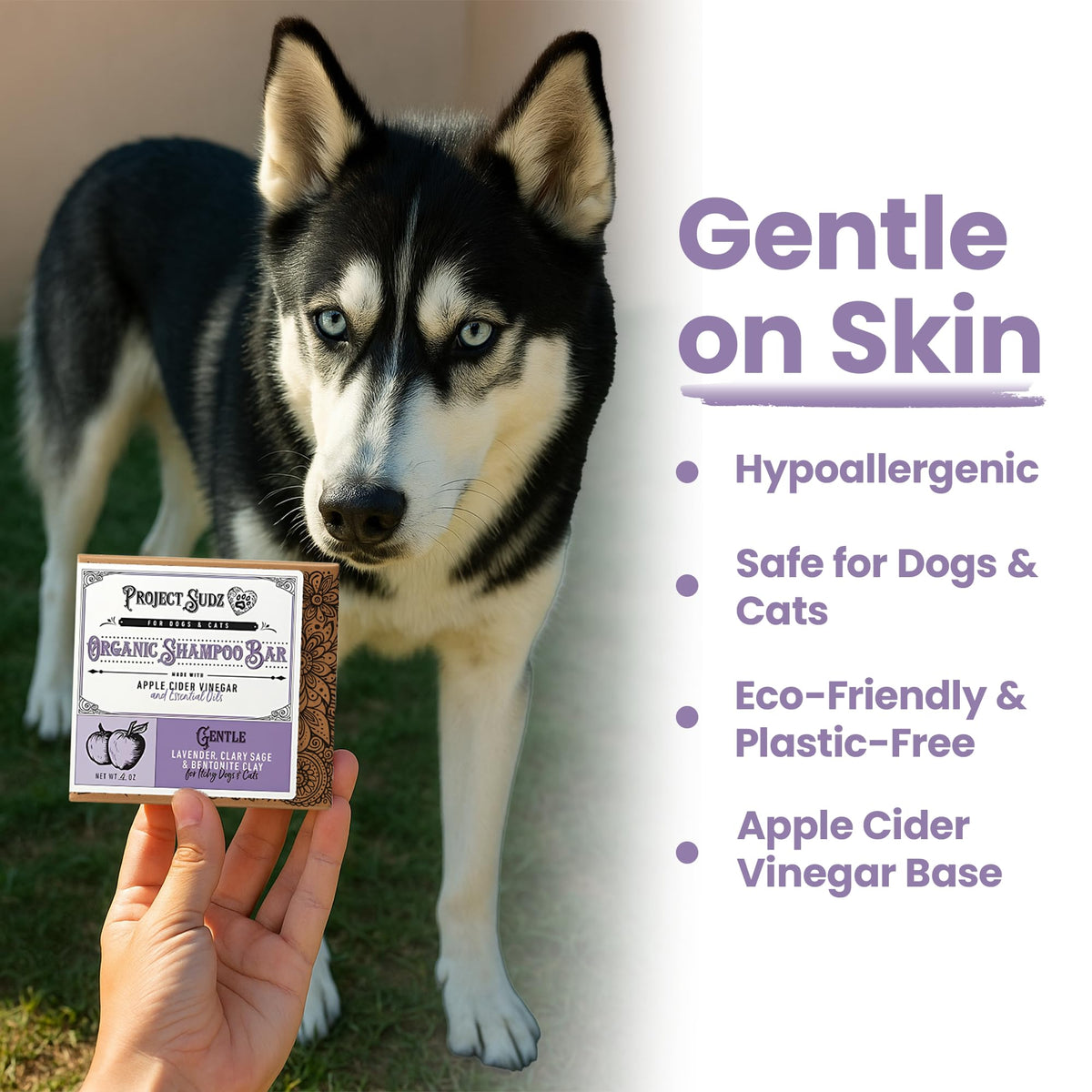 Gentle All Natural Dog Shampoo for Dry Coat for Sensitive Skin