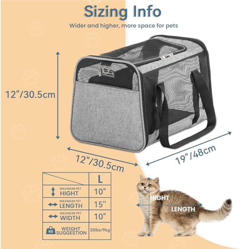 Large Cat Car Carrier (19.0"L x 12.0"W x 12.0"H / Z-Gray)