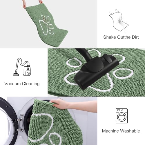 Dog Door Mat for Muddy Paws (40"X32" / Olive Green and White)