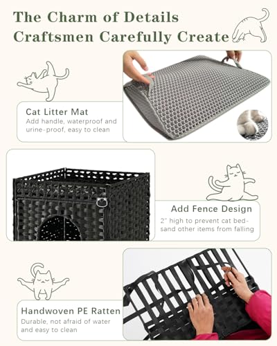 Cat Litter Box Enclosure Furniture (Black / Standard)