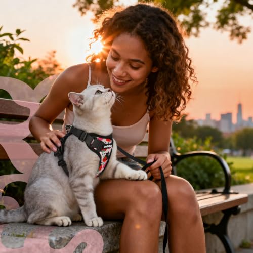 Cat Harness and Leash Set (S / Berry Pounce)