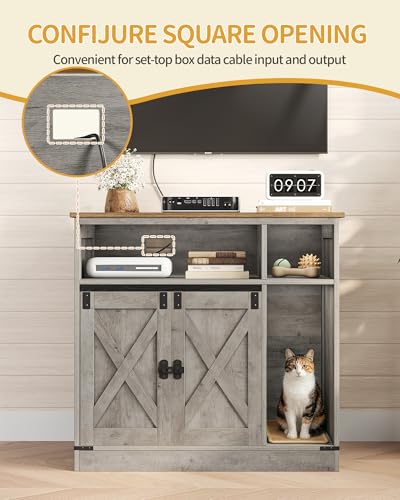 Cat Litter Box Enclosure (Greige / 31.5"L × 18.9"W × 29.5"H)