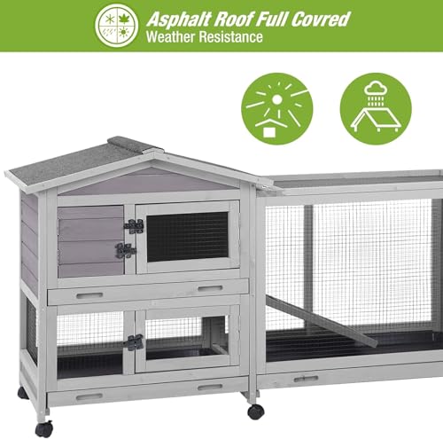 Large Rabbit Hutch with Wheels