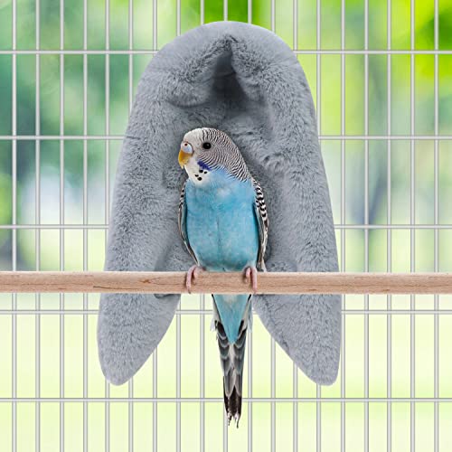 Cozy Bird Blanket Parrot Cage Snuggle Hut Warm Bird Nest House Bed Hanging Hammock for Parakeet Cockatiel Conure African Grey (Medium / Grey)