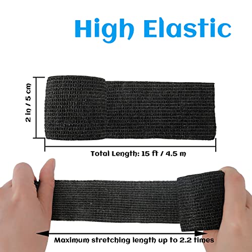 24 Rolls Black Elastic Self Adhesive Bandage Wrap 2 Inch (2 Inch-24 Count Black)