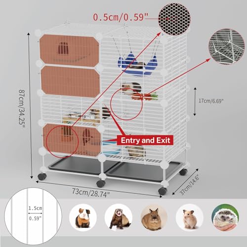 4 Tier Guinea Pig Cages Indoor (28.7"L x 14.6"W x 34.2"H)