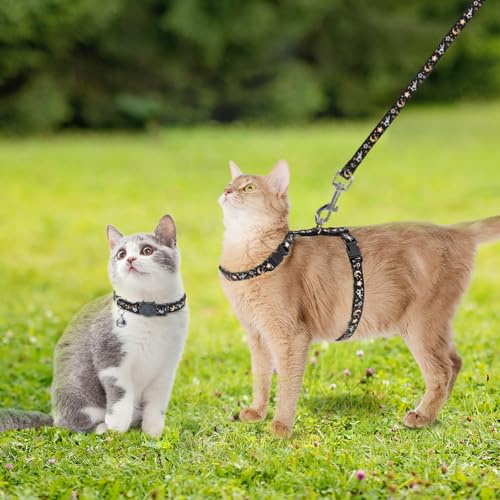 Cat Harness with Leash and Collar Set (Small / Black)