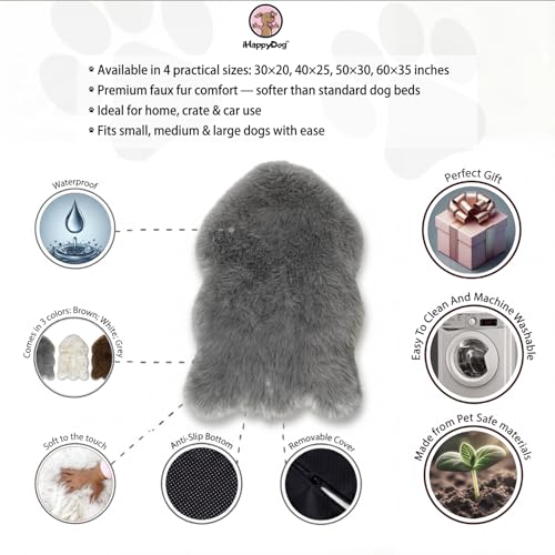 Faux Fur Orthopedic Dog Bed (Grey / Small)