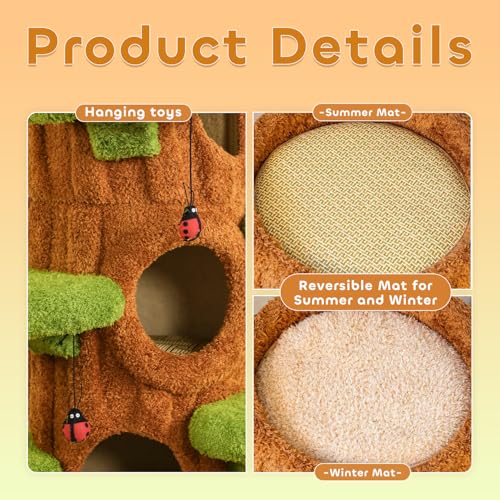 Cat Tree Tower for Large Cats All (Brown tree hole-90.55")