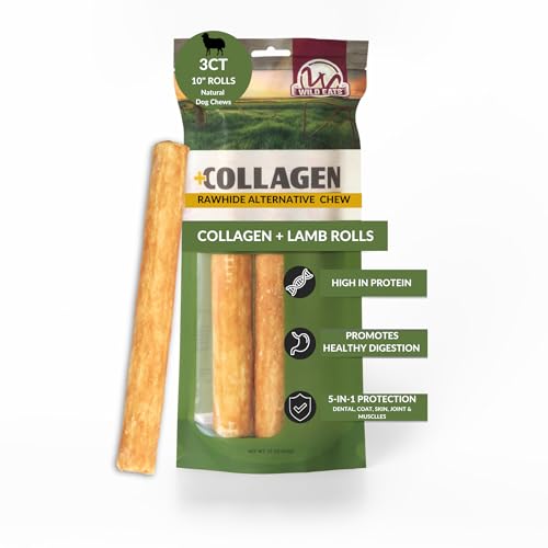 Lamb Collagen Cheek Rolls 10 Inch Dog Chews (11 Ounce (Pack of 3))