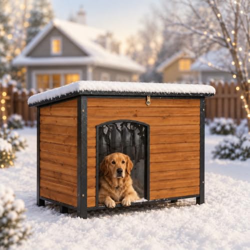 Large Outdoor Insulated&Heated Dog House Weatherproof Dog Kennel