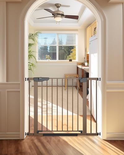 30 40.6 in Baby Gate for Stairs and Doorways (Brown / 30-40.6"W x 30.5"H)
