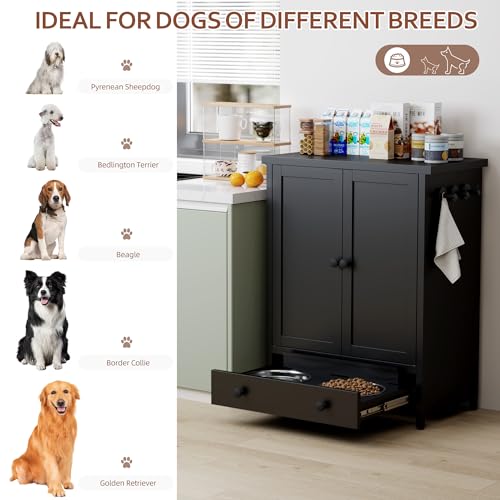 Dog Feeding Station with Storage (Black)