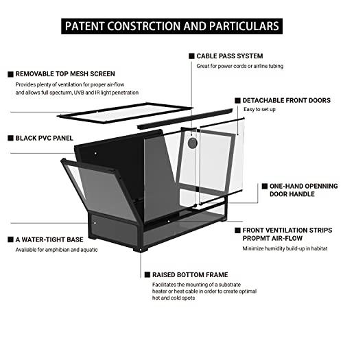 Collapsible 60 Gallon 36" Wide Reptile Tank (36"W X 18"D X 24"H (60 Gallon))