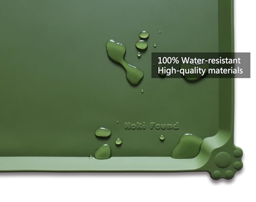 Large Silicone Non Slip Dog Cat Feeding Mats (24"L x 16"W / Dark Olive)