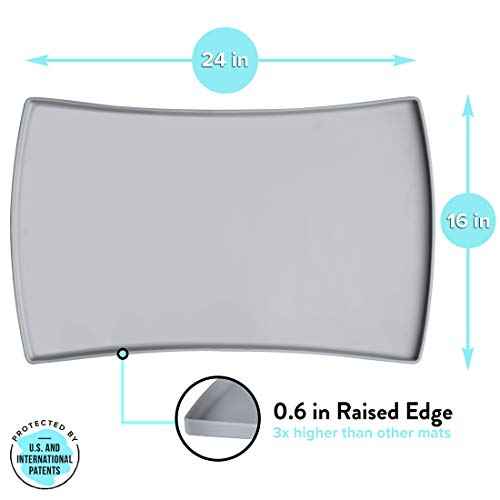 Cat Food Mat Small & Large Pet Food Mat (L: 24" x 14" / Gray)