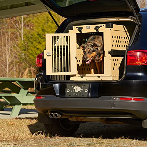 Aluminum Collapsible Dog Crate (Tan / 34.6"L x 25.2"W x 28.9"H)
