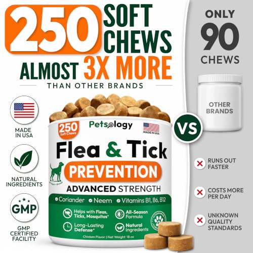 Flea and Tick Prevention for Dogs Pills (Brown / 250 Chews)