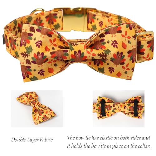 Thanksgiving Day Dog Collar with Bowtie (Large (Pack of 1) / A:4 Color Plume Turkey)