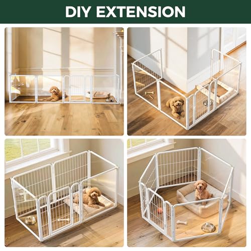 AuraSpace Pro Acrylic & Wire Mesh Indoor Dog Playpen (White / 24"H)