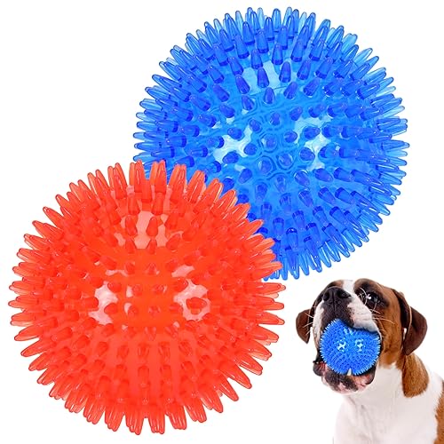 2 Pack 4.5" Squeaky Dog Toy Balls (4.5"(Large Dog) / Red+Blue)