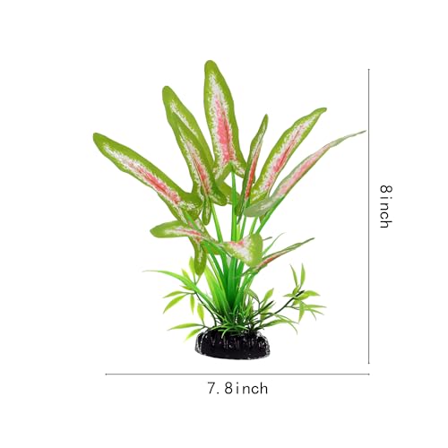 Silk Aquarium Plants for Betta Fish Tank (Green-wine / 8 Inch)