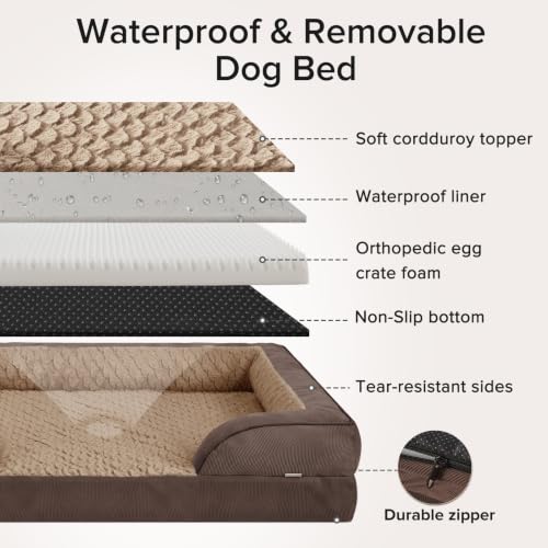 XXL Plus Orthopedic Dog Beds Large Sized (Dark Brown / XXL- PLUS (53"x 42"x 8"))