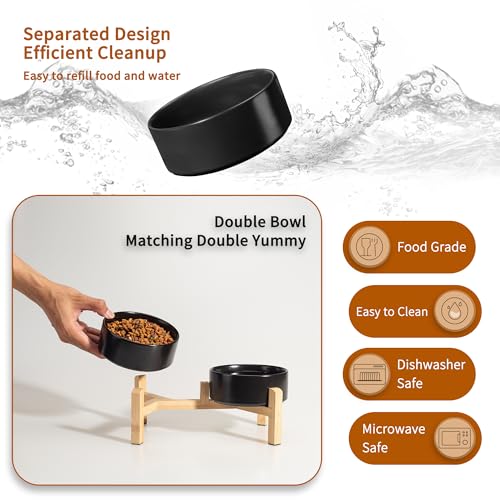 Elevated Ceramic Dog Bowl (Black / Small)