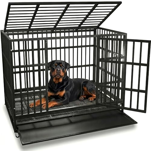 38 Inch Heavy Duty Dog Crate for Large Dogs (Black/38 inch)