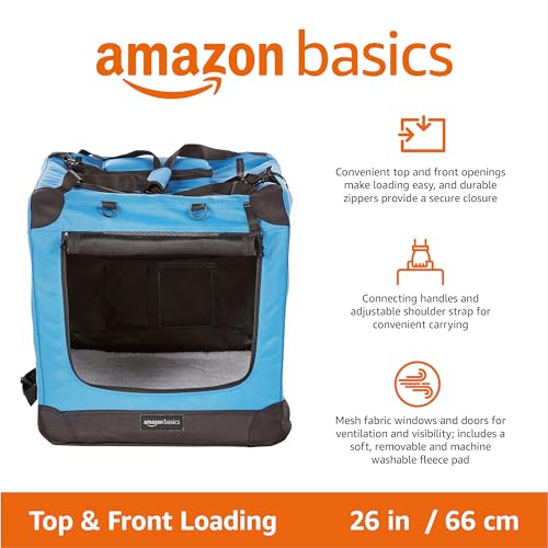 Portable Soft Pet Dog Crate Carrier Kennel (BLUE / 26.0"L x 18.0"W x 18.0"H)