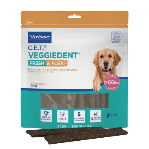 C.E.T. Veggiedent Fr3sh & Flex Plaque and Tartar Control Chew for Dogs (Large Over 66lbs)