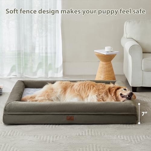 XXL Extra Large Orthopedic for Senior Dog BedComfy Sleeping (Dark Green / XX-L (45x35x7in))