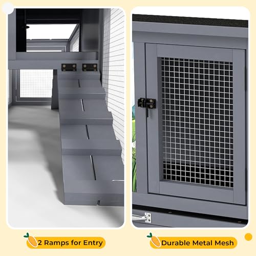 Outdoor Deluxe Rabbit Hutch Health Bundle (Gray White)