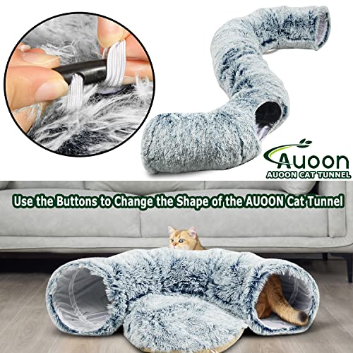Plush Cat Tunnel Bed for Indoor Cats (Gray)