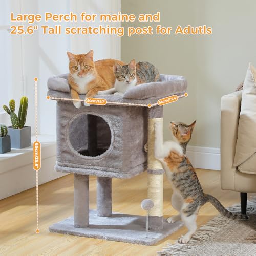 26" Cat Tree for Indoor Cats (Small-26 inches / Gray)