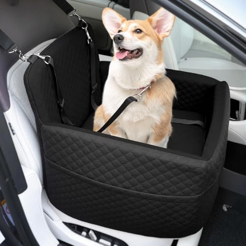 Dog Booster Car Seat for Dogs Under 35 Lbs (Black / Medium)