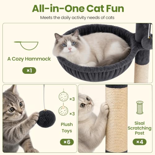 67in Tall Cat Tree Tower for Large Cats (Dark Grey1 / 67 Inches)