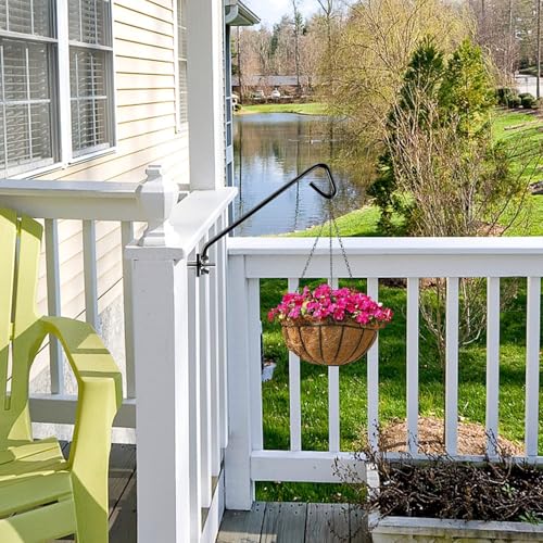 2 Packs 11 Inch Fence Deck Hook Rail Hanging Mounting Kit Heavy Duty Bird Feeder Hook Decorative Hanger for Bird Feeders Planters Suet Baskets Lanterns on Balcony Porch Railing Fence (11in Long Fence Hook-2 Packs)