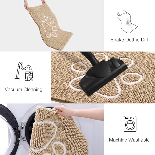 Dog Door Mat for Muddy Paws (45"X27" / Beige and White)
